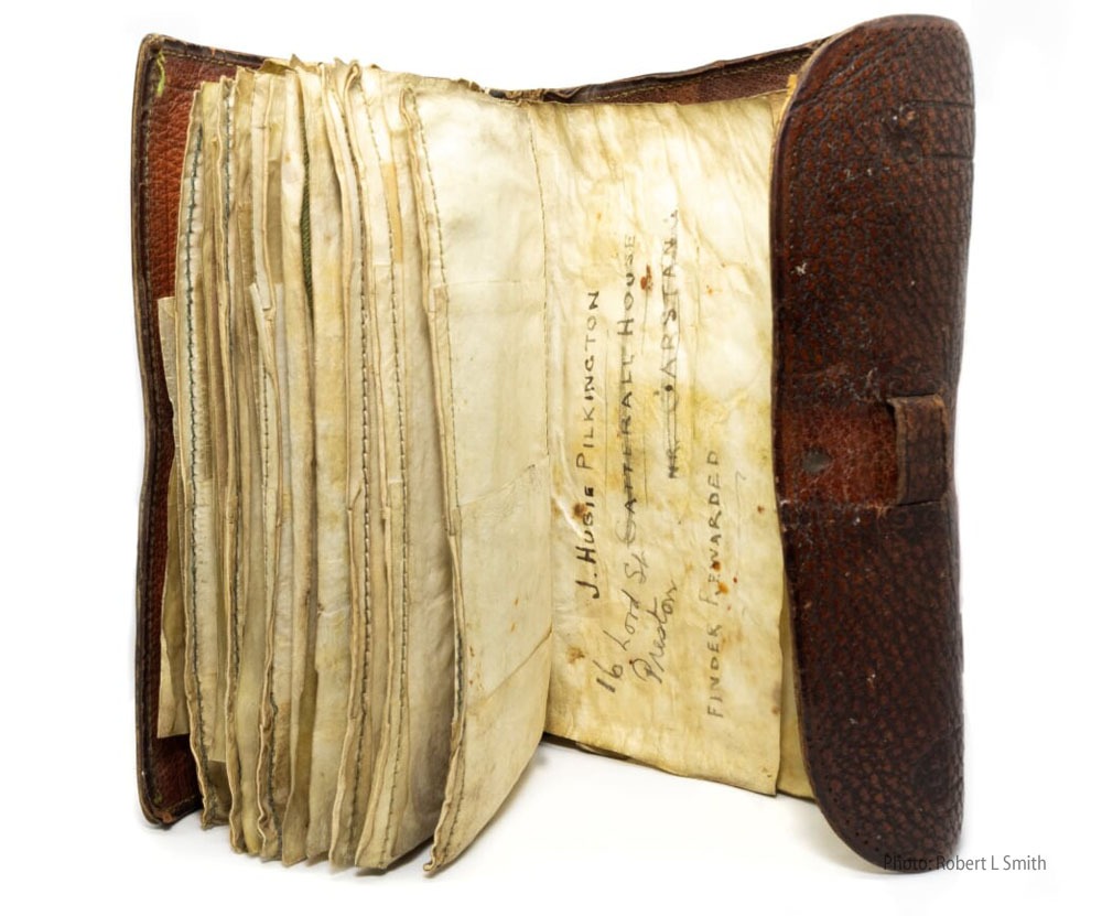 J. Hubie Pilkington's fly fishing wallet containing flies dressed directly to horsehair tippet and furled horse hair leaders - photographed by Rob Smith