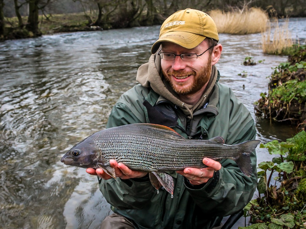 Paul Gaskell with Czech Nymph caught grayling