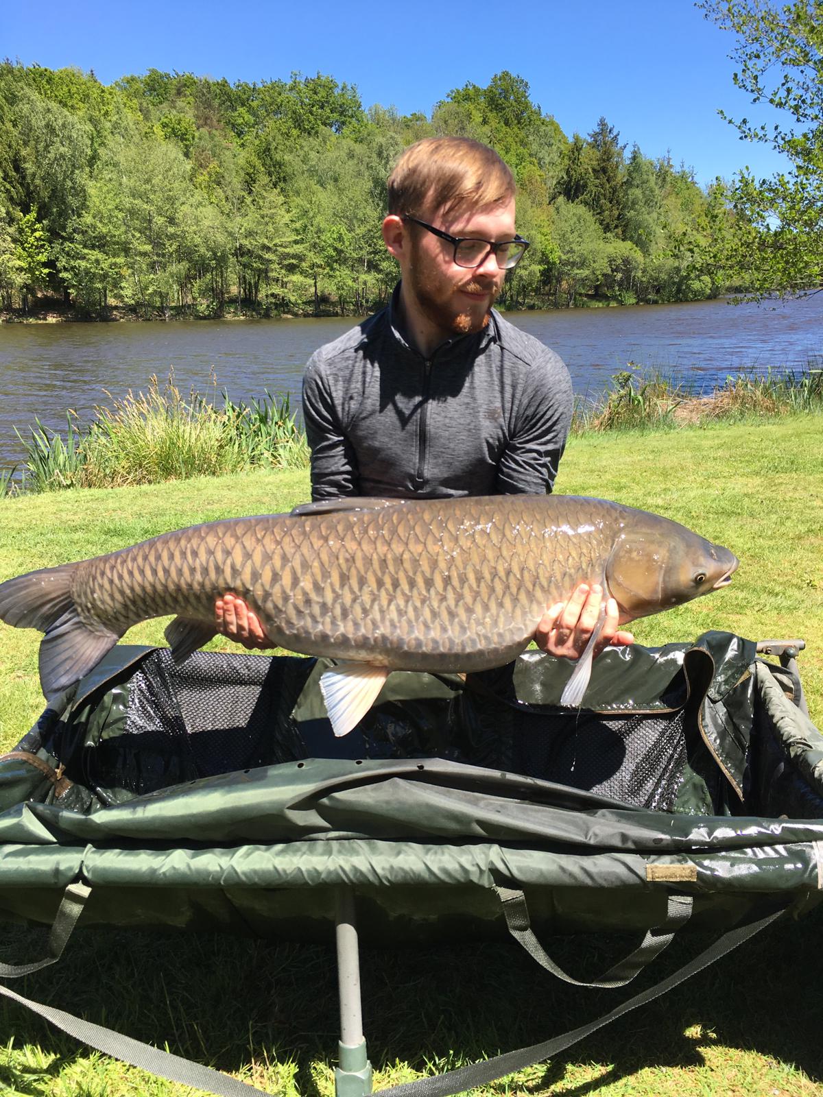 42lb Grass carp caught while carp fishing in France