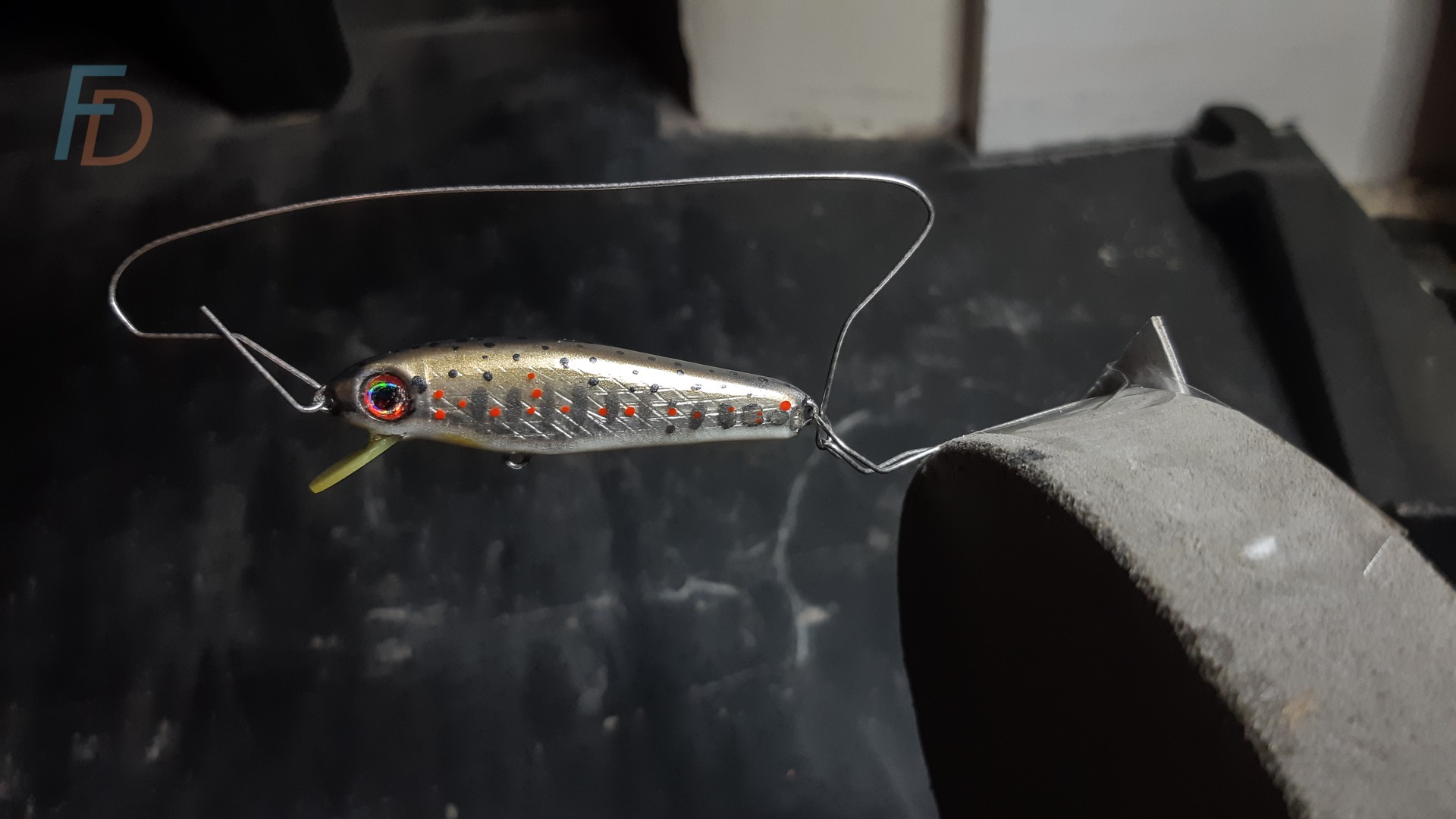 how to make fishing lures: curing topcoat on rotisserie