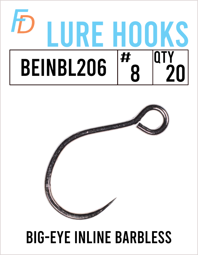 Inline barbless single hooks by fishing discoveries (size 8)